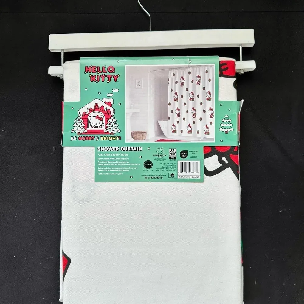 NWT Hello Kitty Christmas Holiday Shower Curtain Bathroom Bathtub Decor